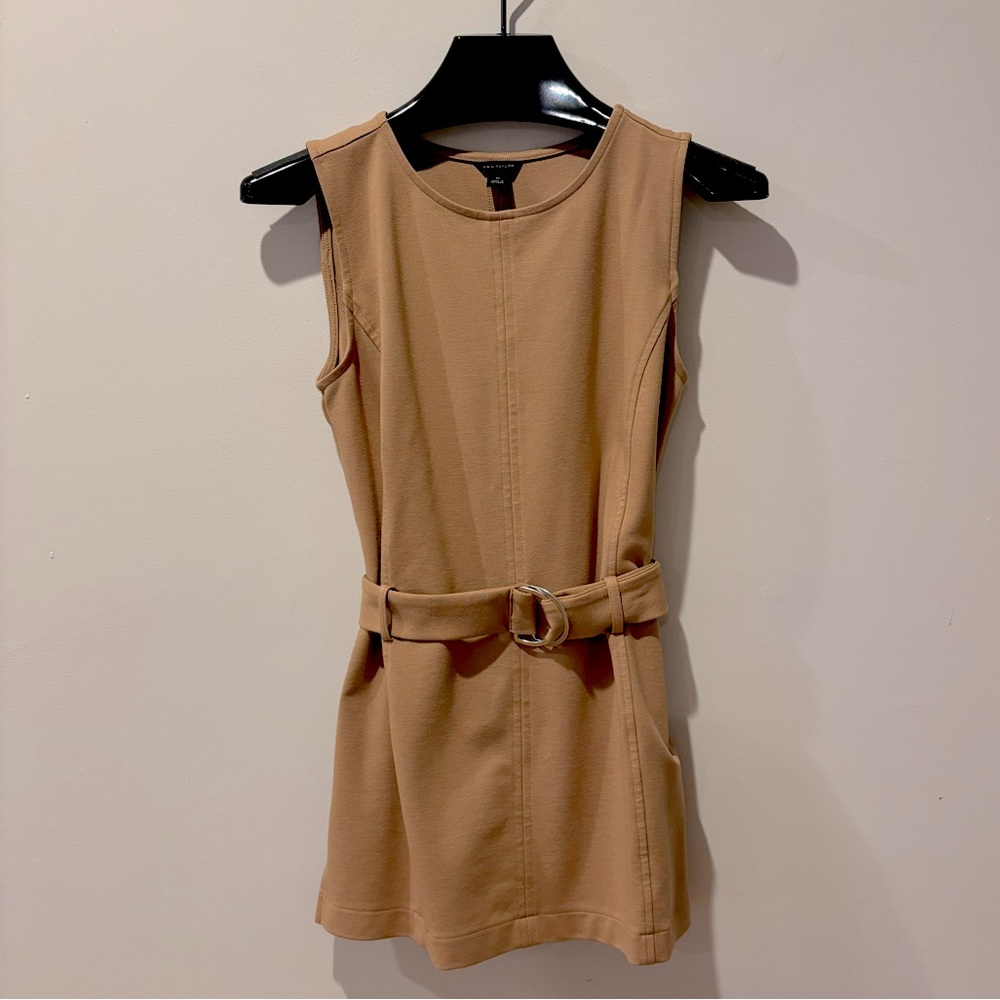 Ann Taylor Tan Sleeveless Belted Top